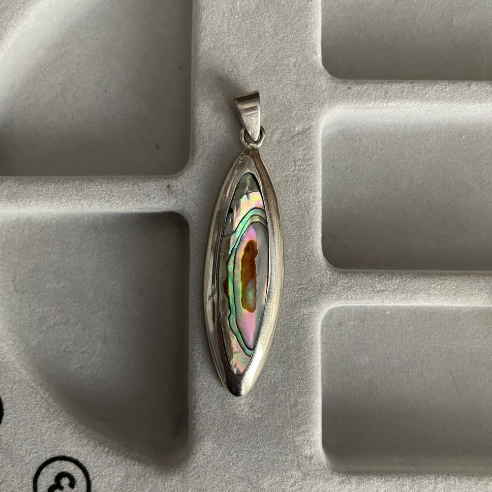Unbranded Sterling Silver Abalone Shell Womens OS Marquise Pendant